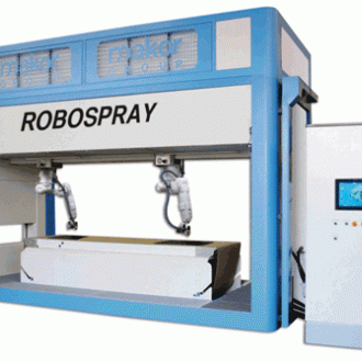 Окрасочный робот ROBOSPRAY Makor (Италия) ROBOSPRAY – роботизированный окрасочный автомат последнего поколения, предназначенный для отделки панелей, различных элементов мебели, а также для нанесения клея. ROBOSPRAY, в конструкции которого воплощены самые передовые технологии, был разработан для достижения наилучшего качества матовых и глянцевых покрытий, высокой производительности, гибкости в решении задач. Использование высокотехнологичного окрасочного автомата MAKOR ROBOSPRAY позволяет удовлетворить любые потребности производства.