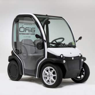 Электромобиль Estrima Biro. (Италия) Biro - уникальное транспортное средство. Малые размеры делают его очень удобным и практичным для использования в городских условиях, а электродвигатель обеспечивает безшумность и экологичность.