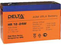 Аккумуляторная батарея Delta HR12-24w 12 В, 24 Вт, технология AGM.